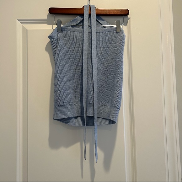 J Crew Blue Cashmere Cotton Blend Halter Knit Sweater Tank Top - Picture 4 of 8